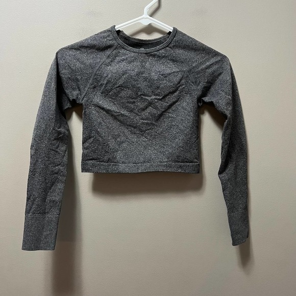 NVGTN women’s gray cropped seamless long sleeve size XS - Picture 1 of 4